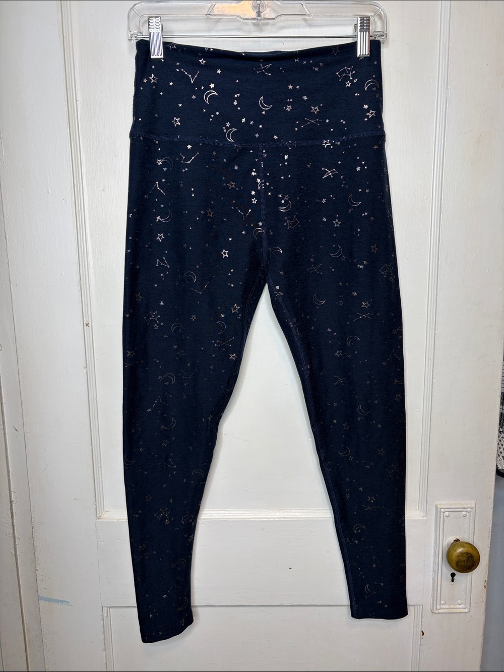 Beyond Yoga Navy Softshine Leggings Silver Star Accents Sz L